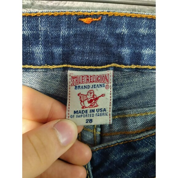 True Religion Jeans Womens 28 Blue Denim Billy Flap Pockets Straight Leg - Picture 8 of 10